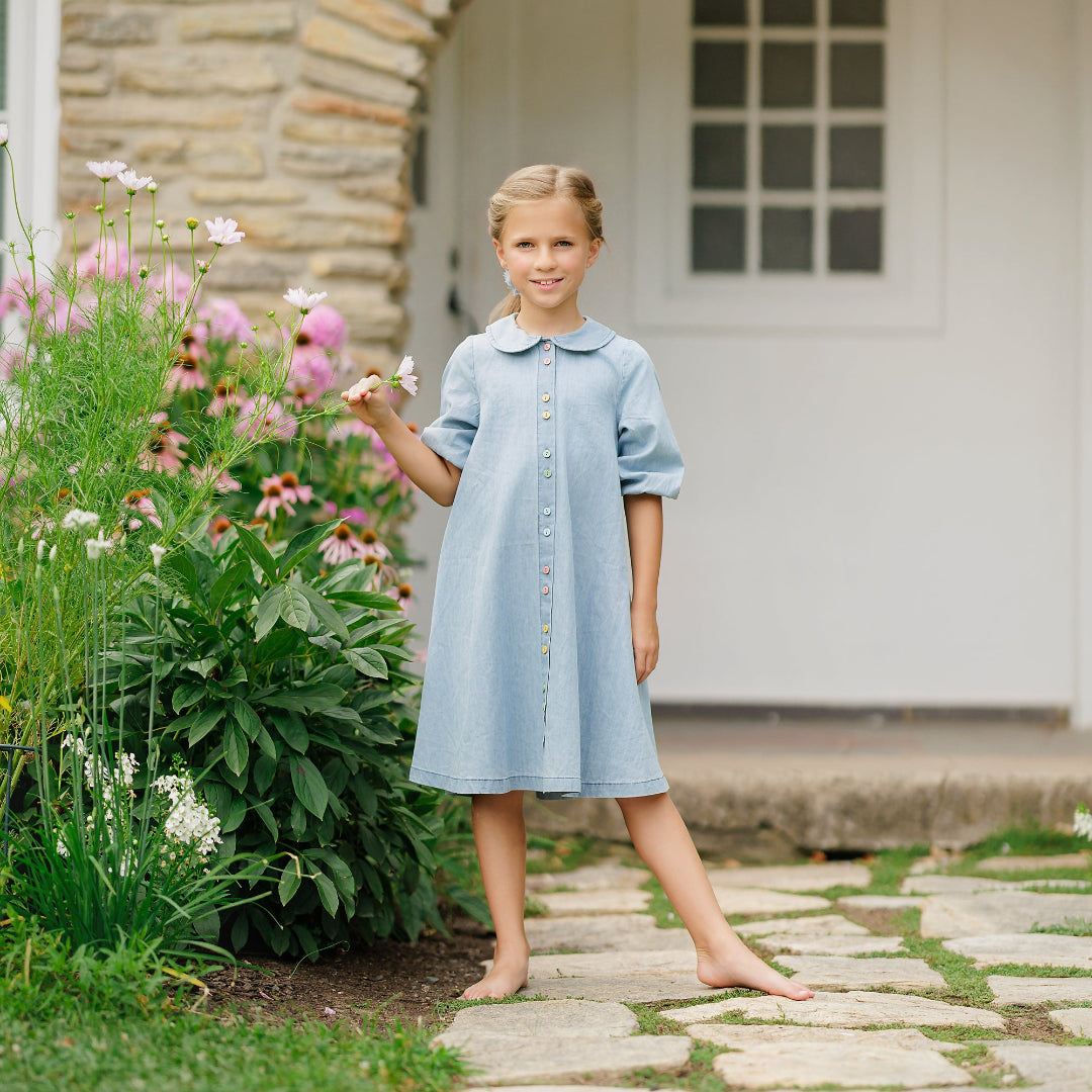 Denim Multicolor Button Dress