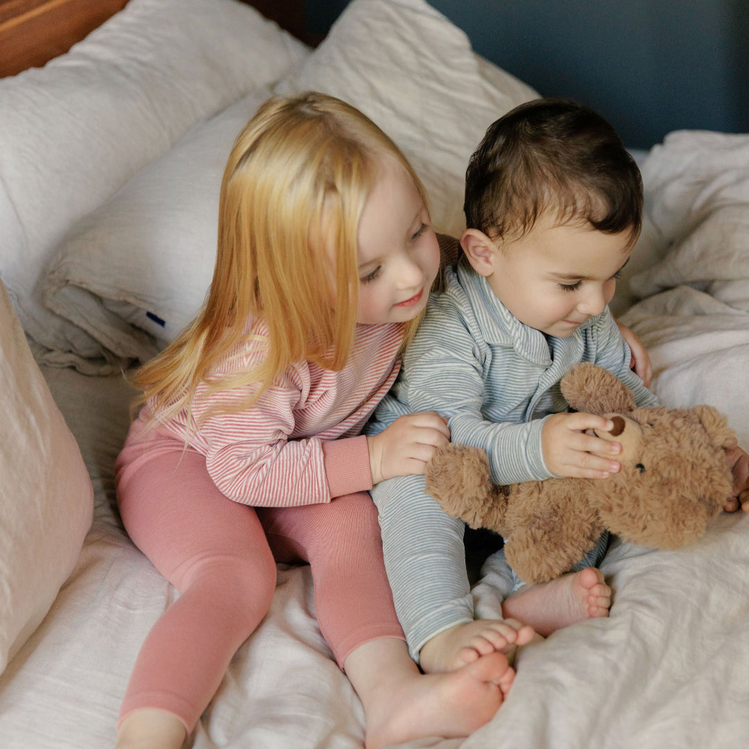 Light Blue Velour Striped Collection Pajama