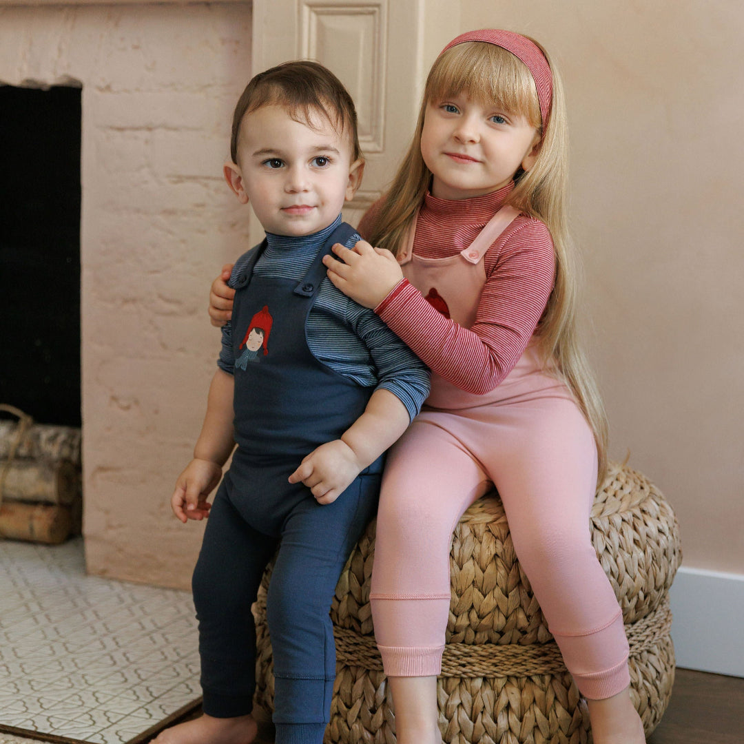 Navy Autumn Kids Collection Overalls + Turtleneck Set