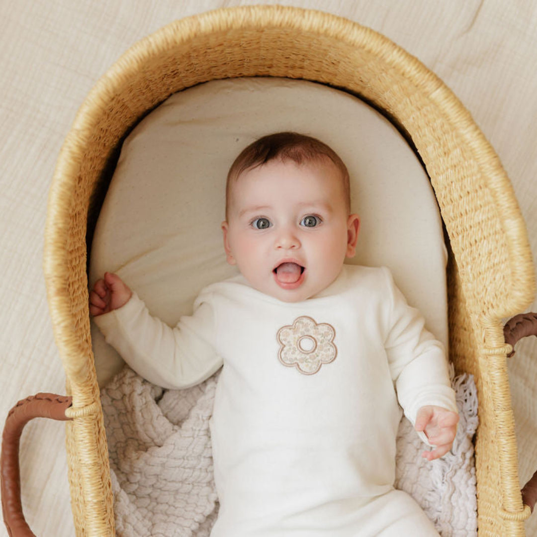 Ivory Floral Velour Liberty Collection Footie + Beanie