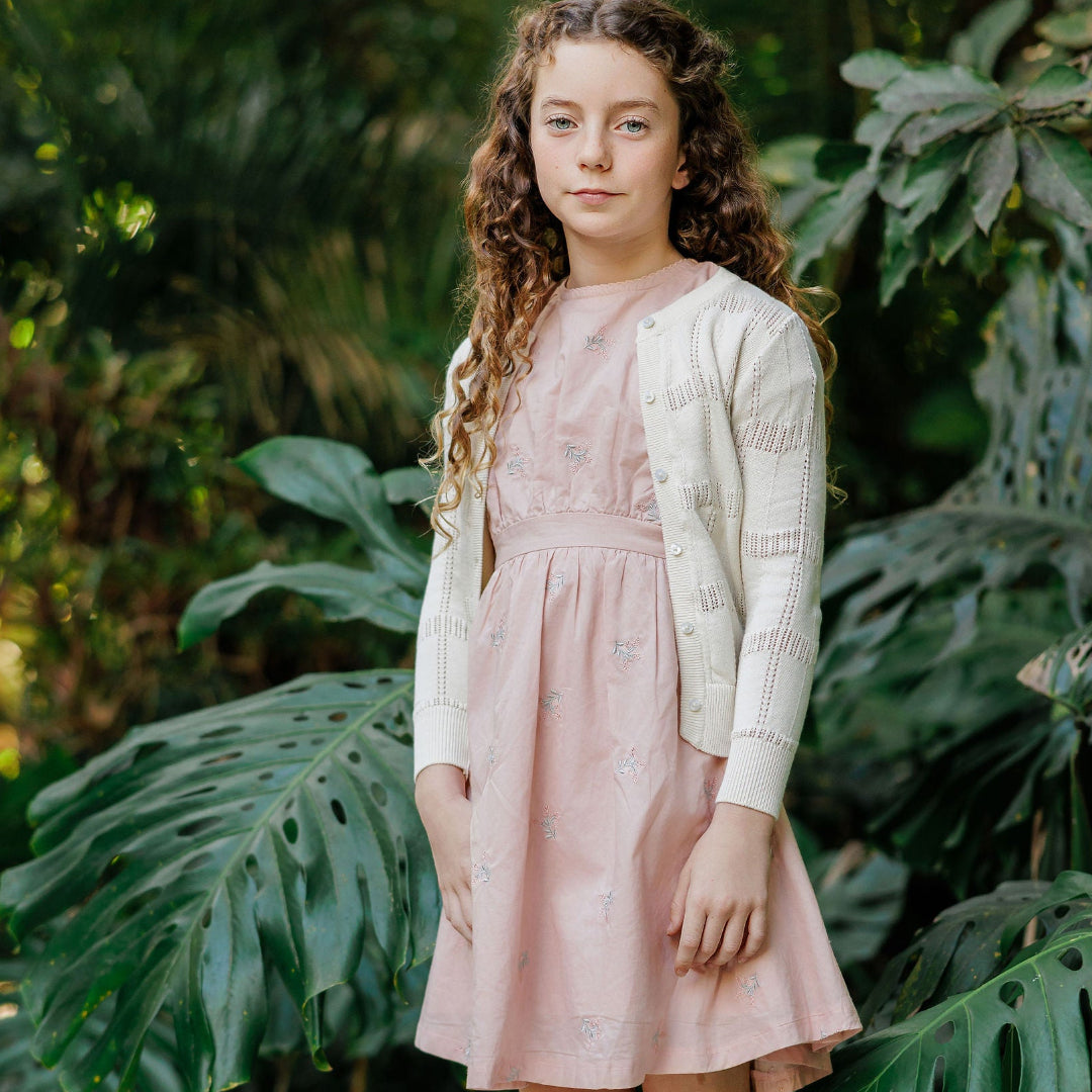 Pink Floral Embroidered Collection Long Sleeve Dress