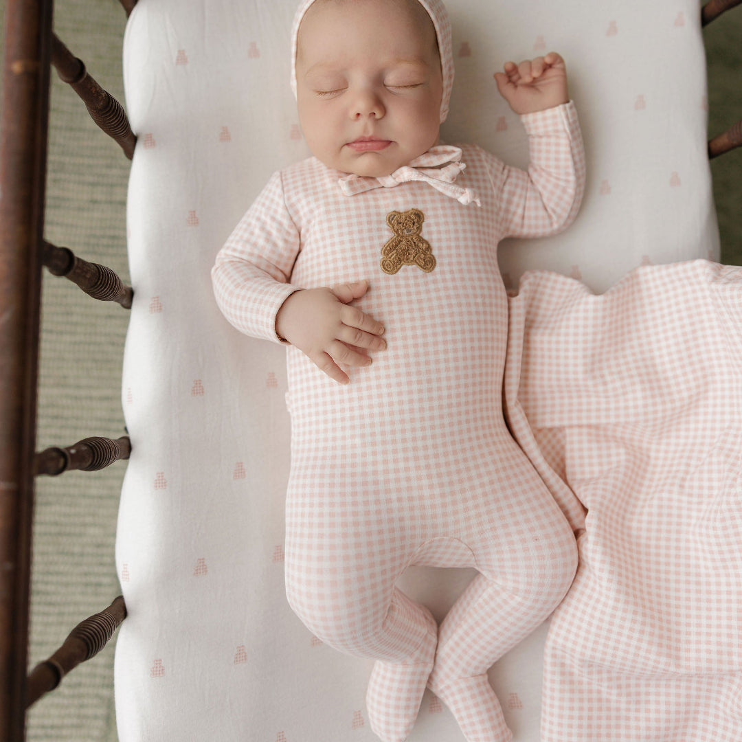 Pink Gingham Teddy Collection Footie