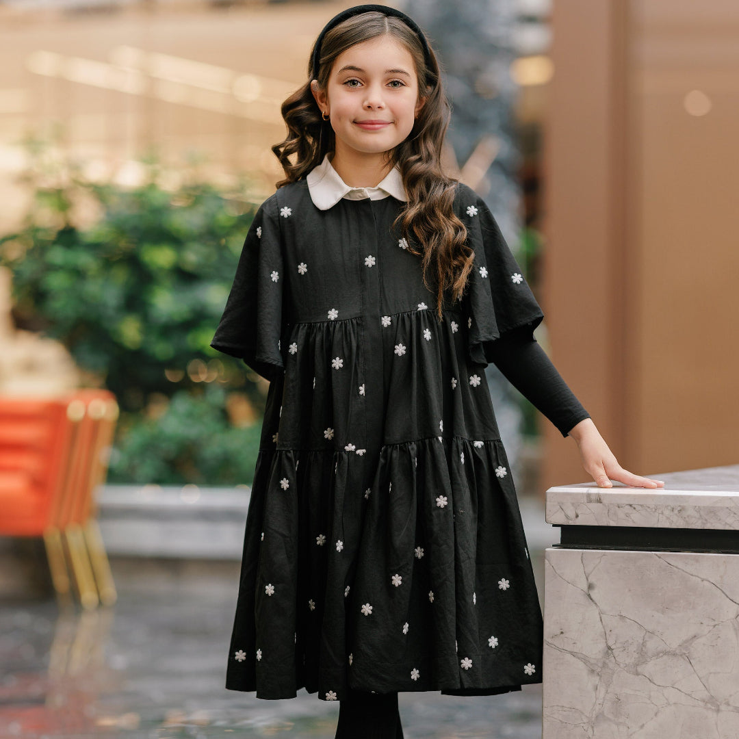 White Collar Flower Dress