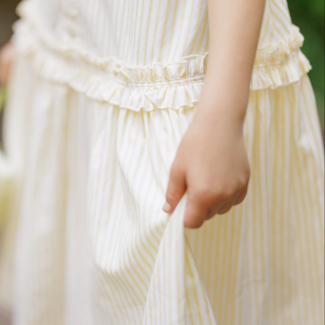Yellow Stripe  Ruffle Dress