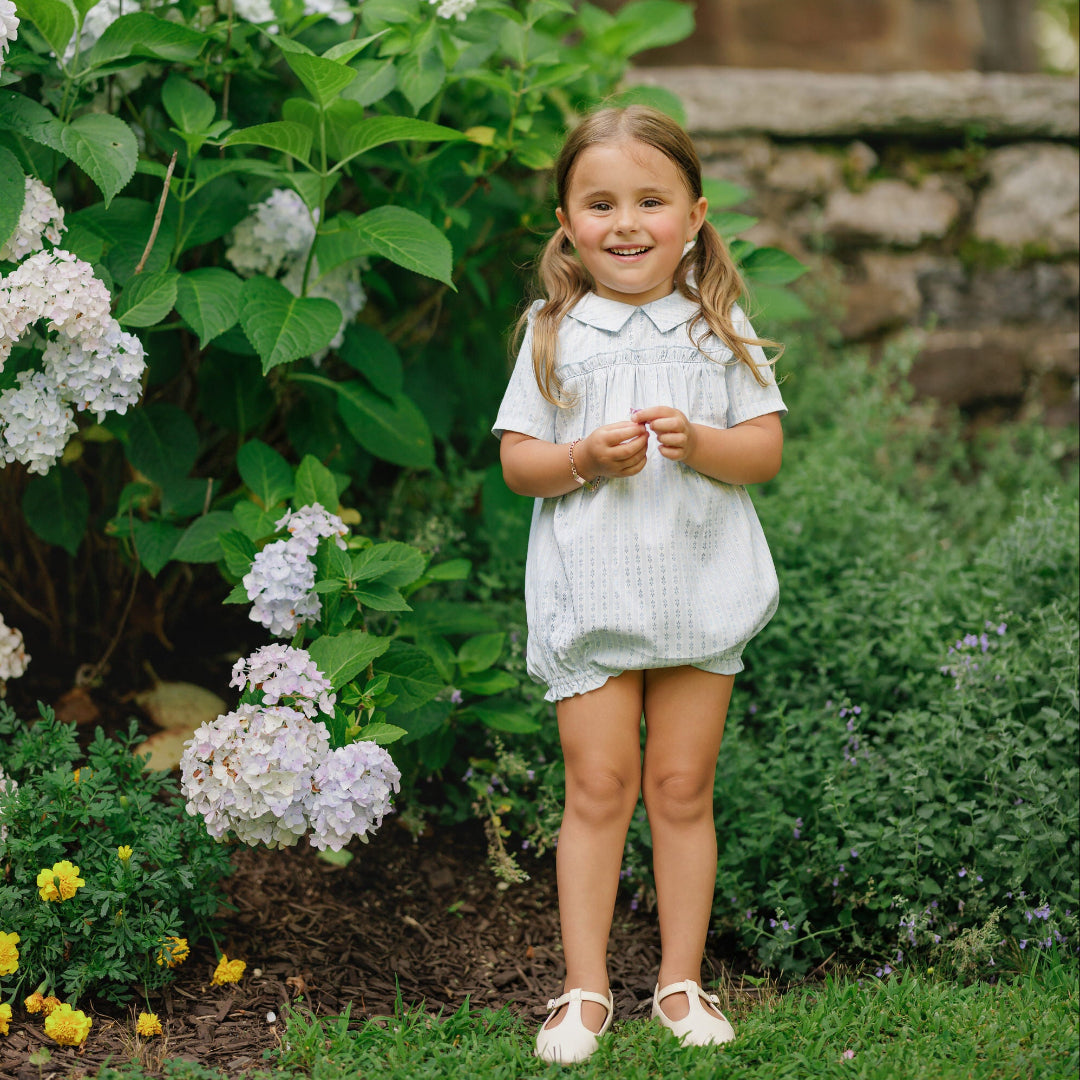 Blue Floral Striped Romper