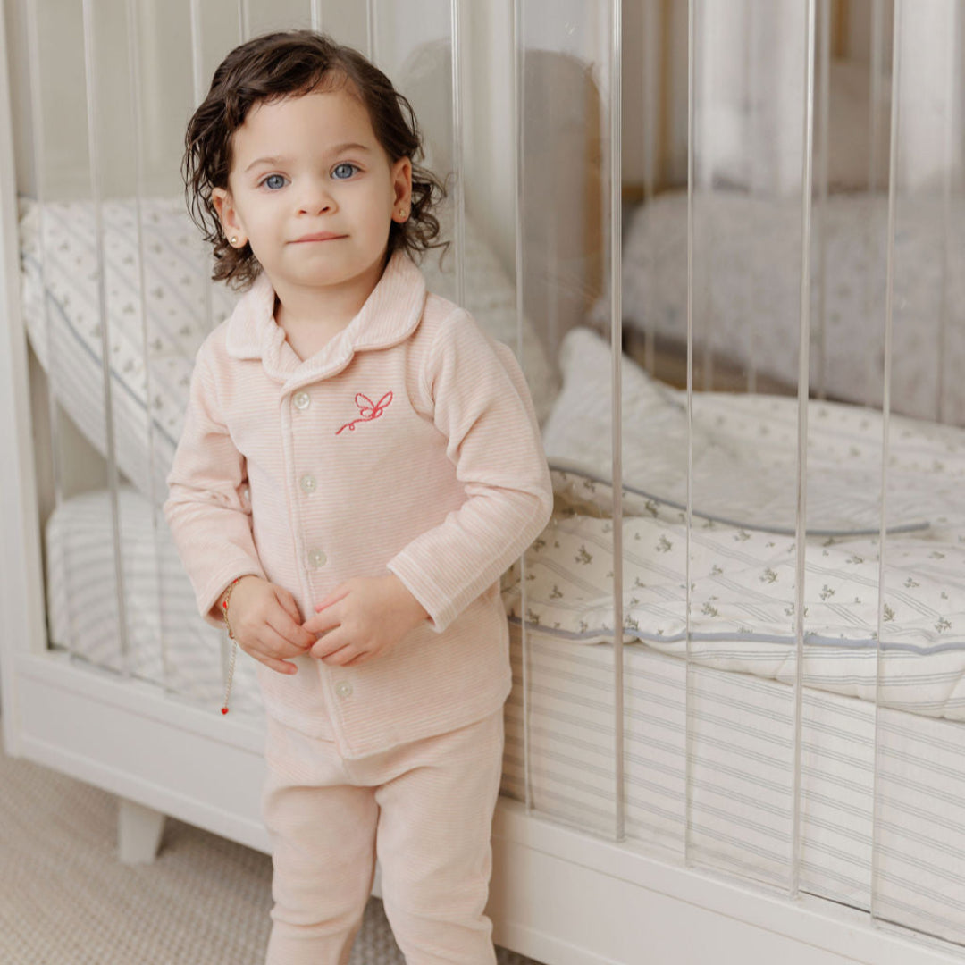 Light Pink Velour Stripe Collection Pajama