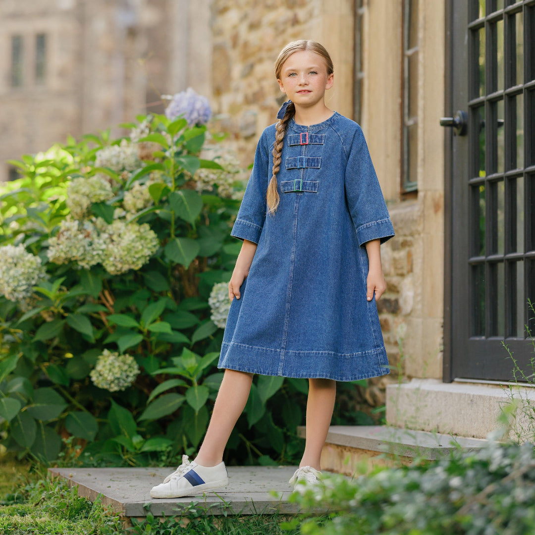 Denim Colored Buckle Dress