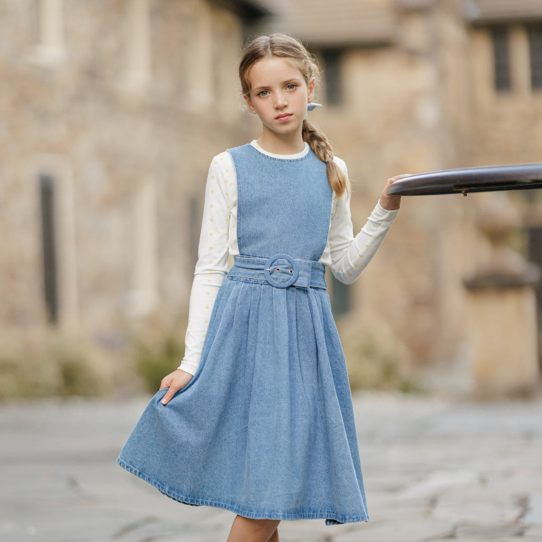 Denim Belted Pinafore
