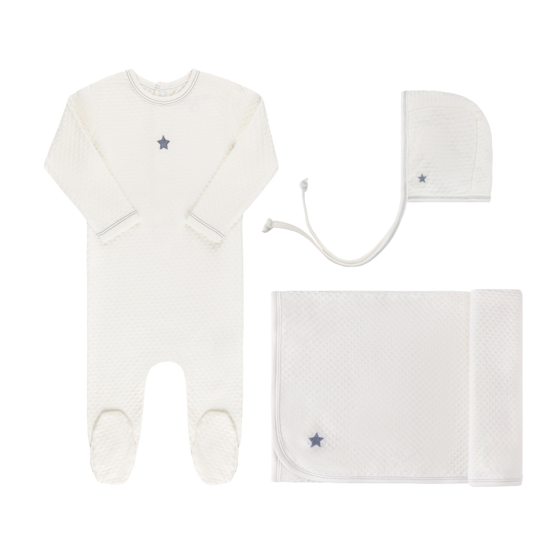 Ivory Star Embroidered Layette Set