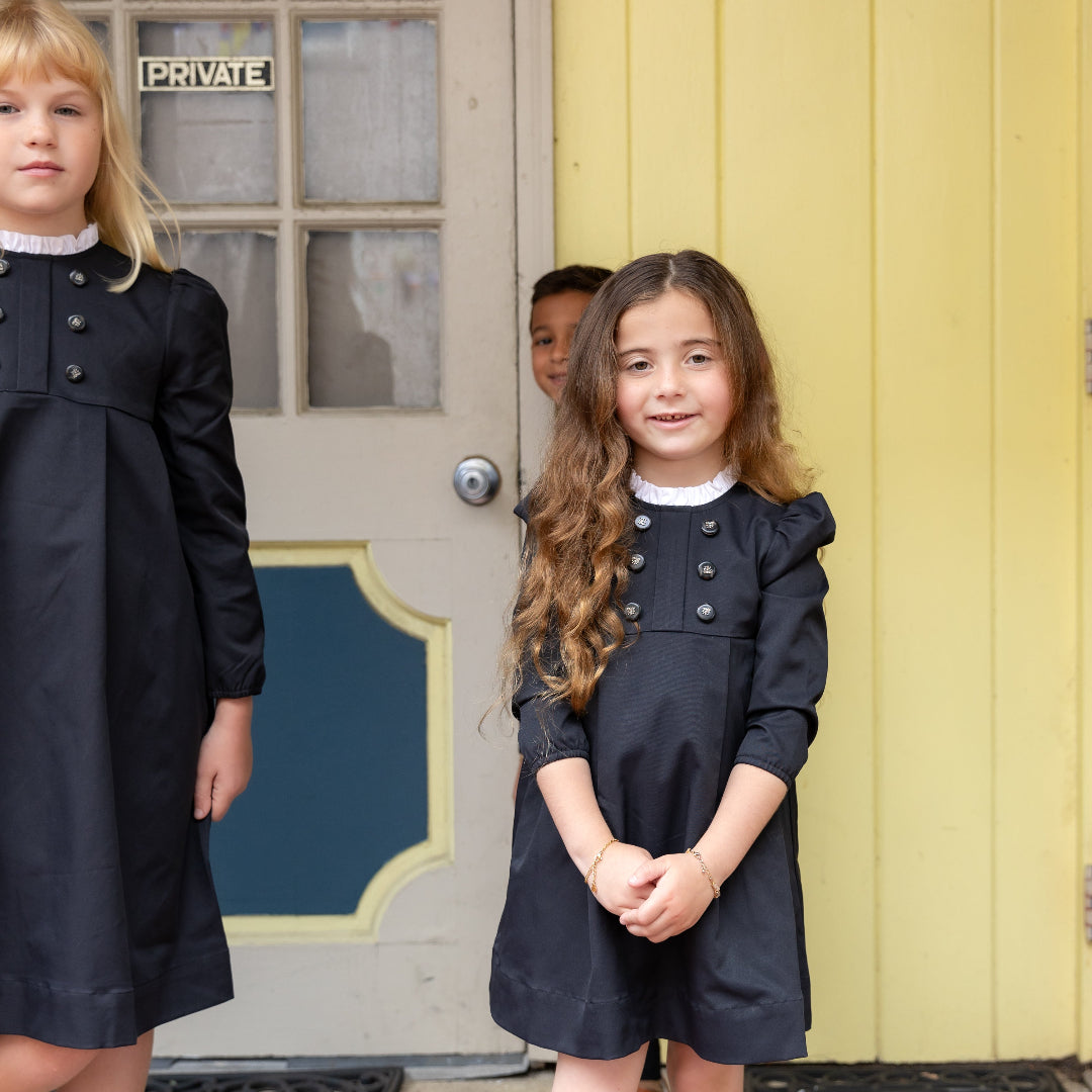Black Taffeta Double Breasted Dress