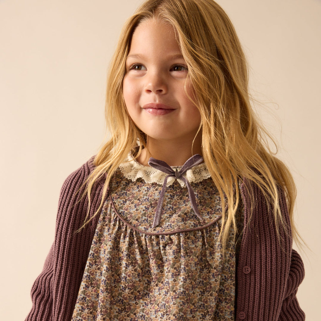 Oxford Tan Print Home Garden Laced Trimmed Dress