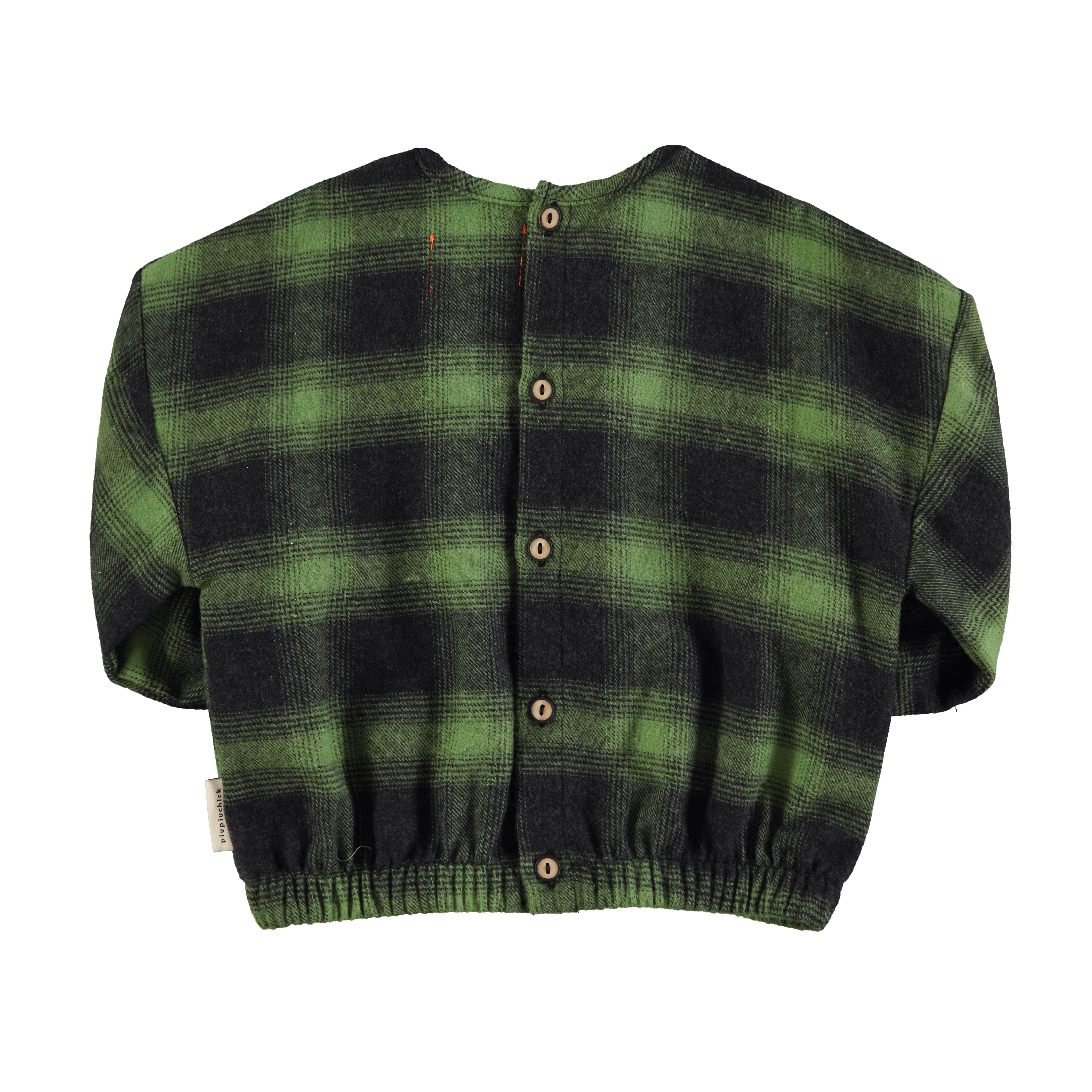 Green & Black Flannel Checkered Blouse