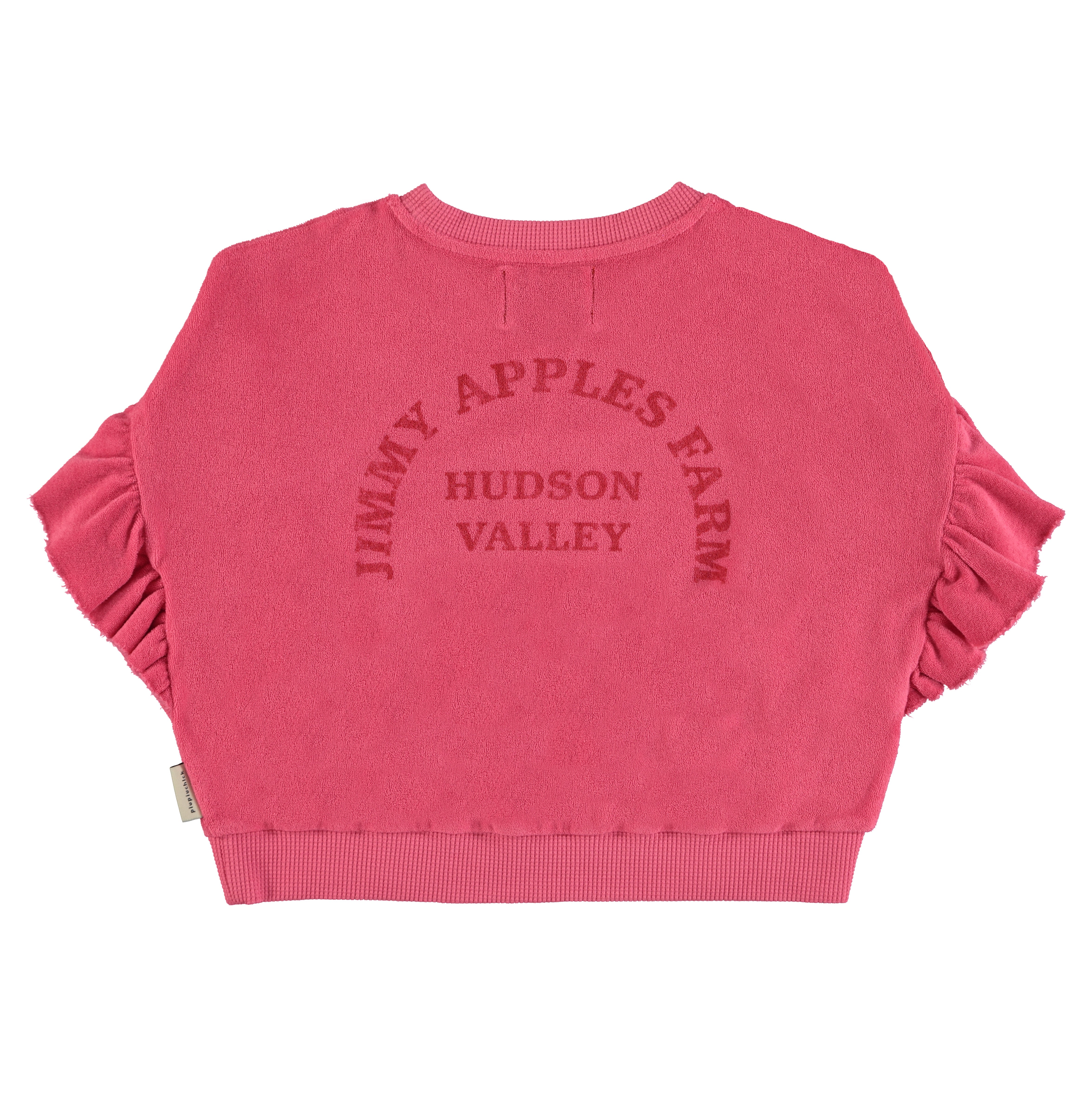 Strawberry w/ Red Apple Print Pink Terry Sweatshirt