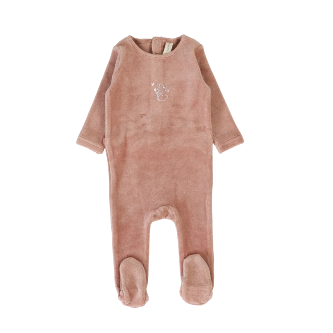 Deep Pink Velour Forest Graphic Footie