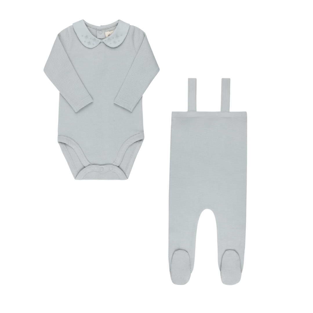 Blue Embroidered Collar Collection Overalls And Bodysuit