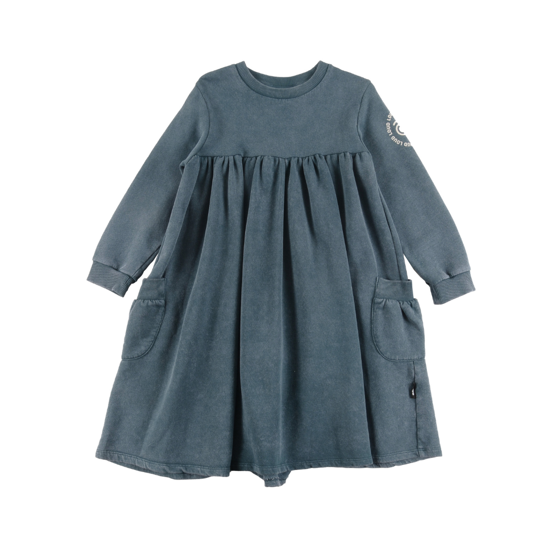 Green Storm Marble Bubble Pocket Dress