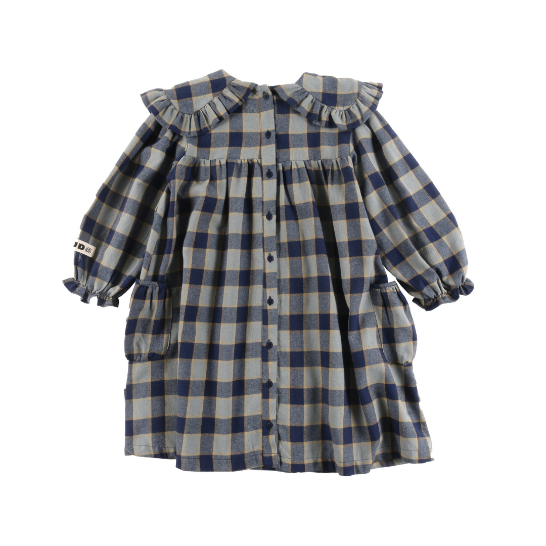 Indigo Check Collar Dress