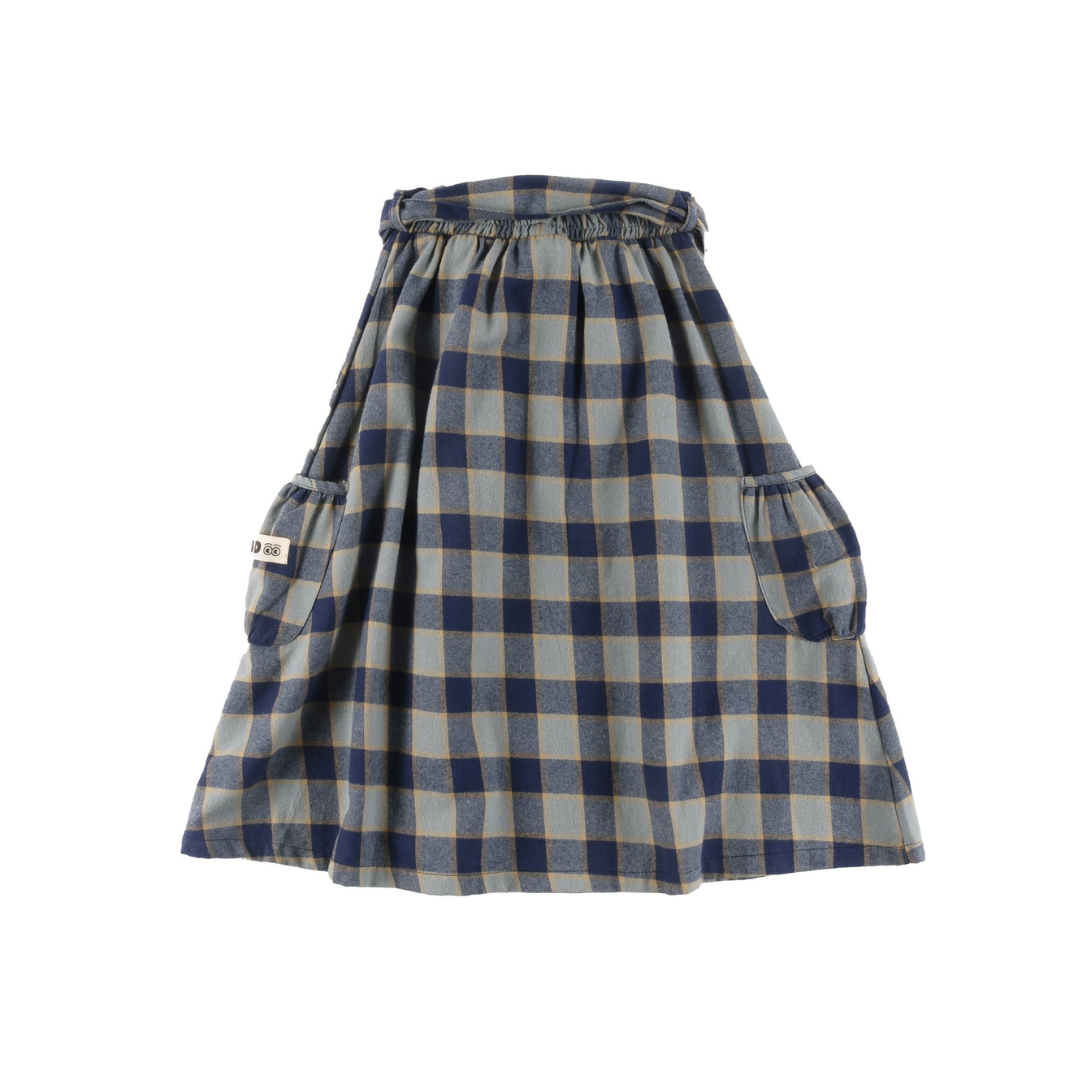 Indigo Check Midi Skirt