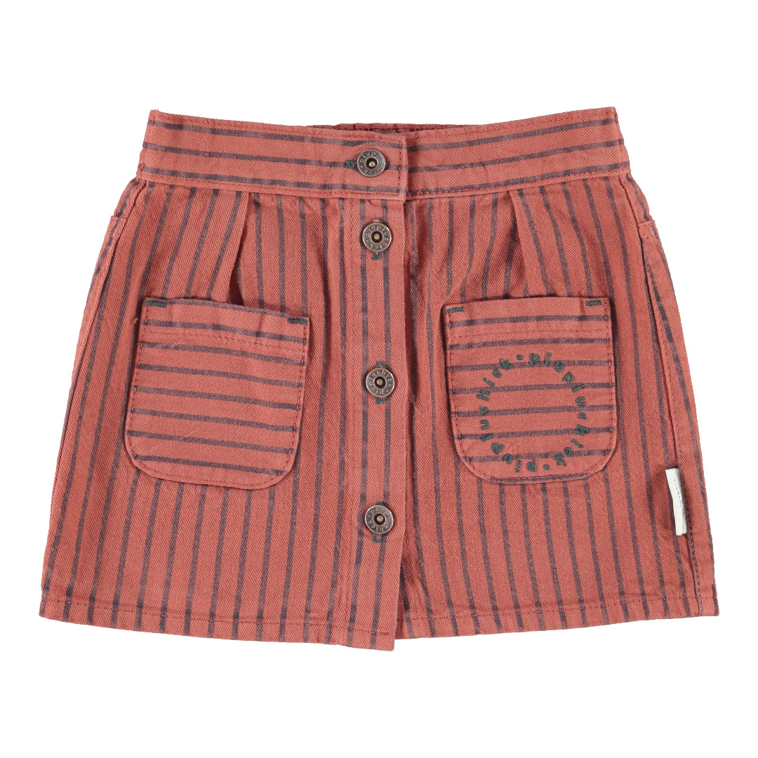 Bordeaux w/ Black Stripes Short Skirt