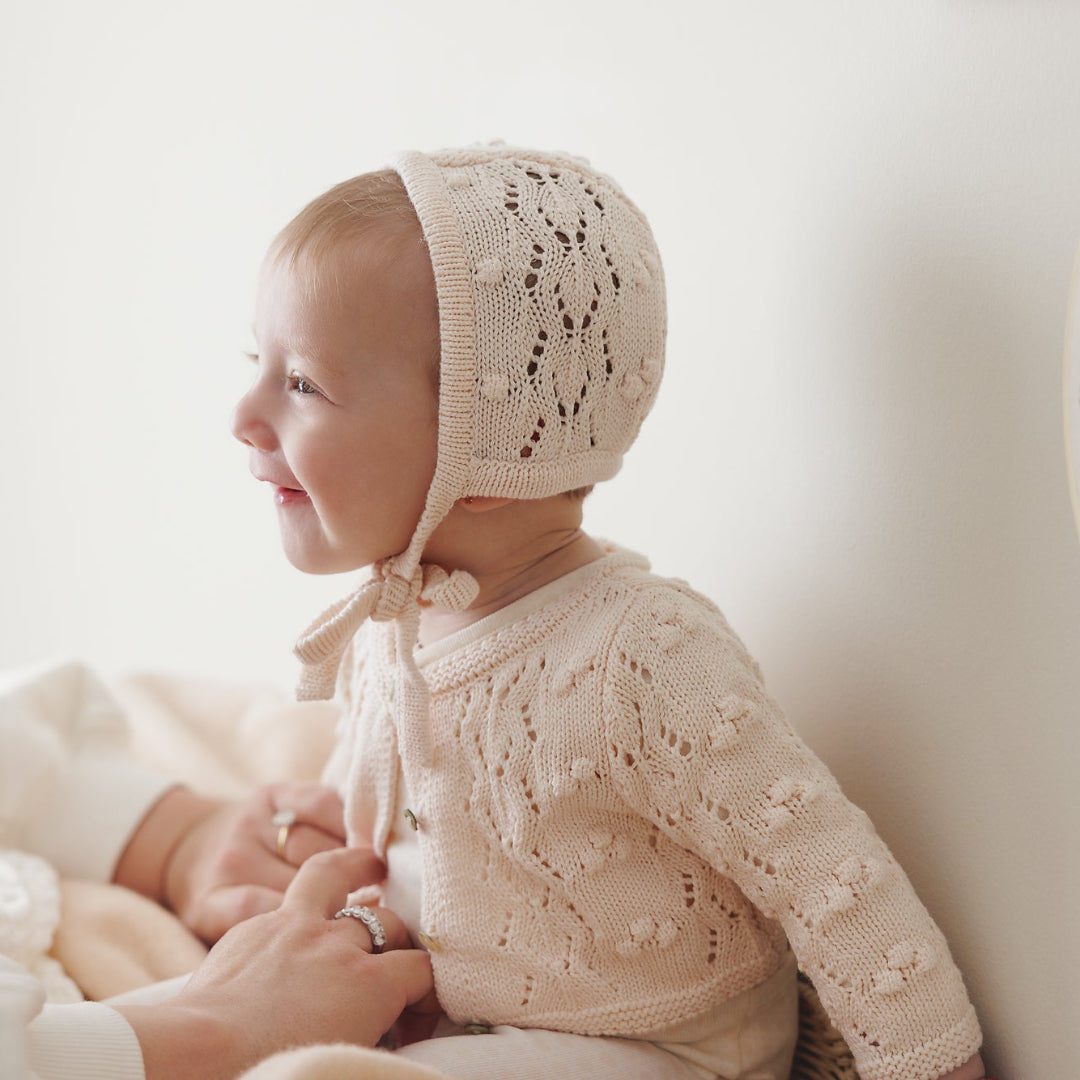 Petal Popcorn Weave Cardigan Set