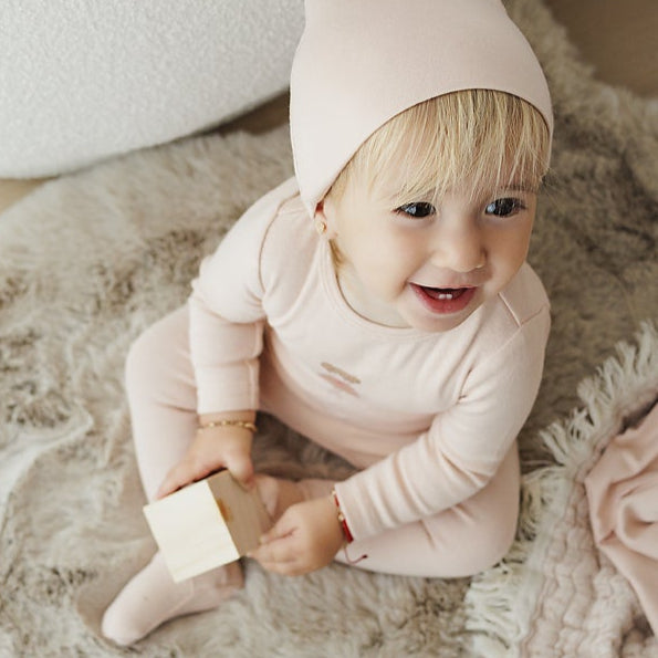 Dusty Pink Graphic Doll Footie Set