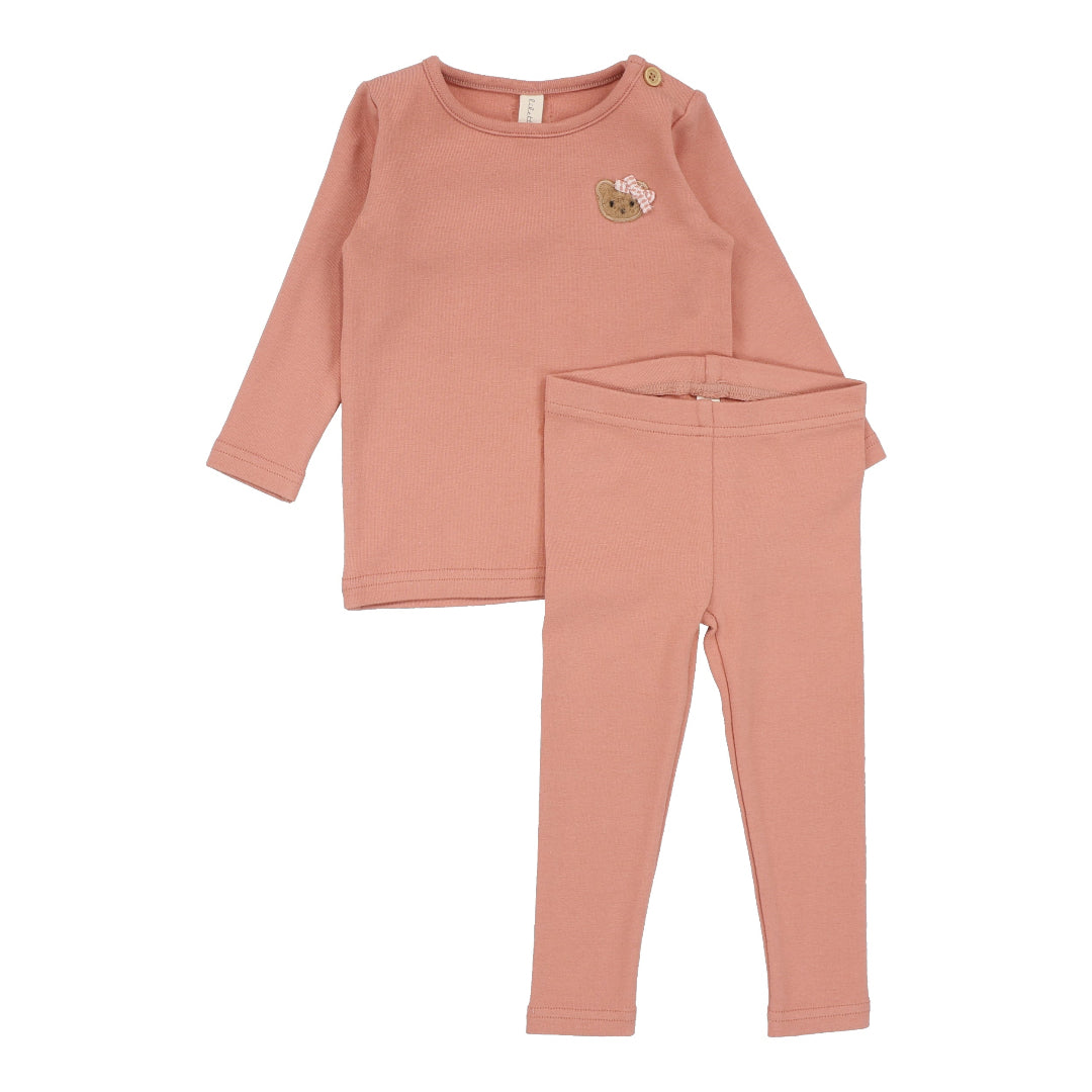 Deep Pink Bear Appliqué Lounge Set