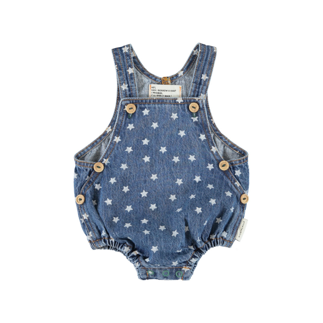 Washed Navy Denim w/ Stars Baby Romper
