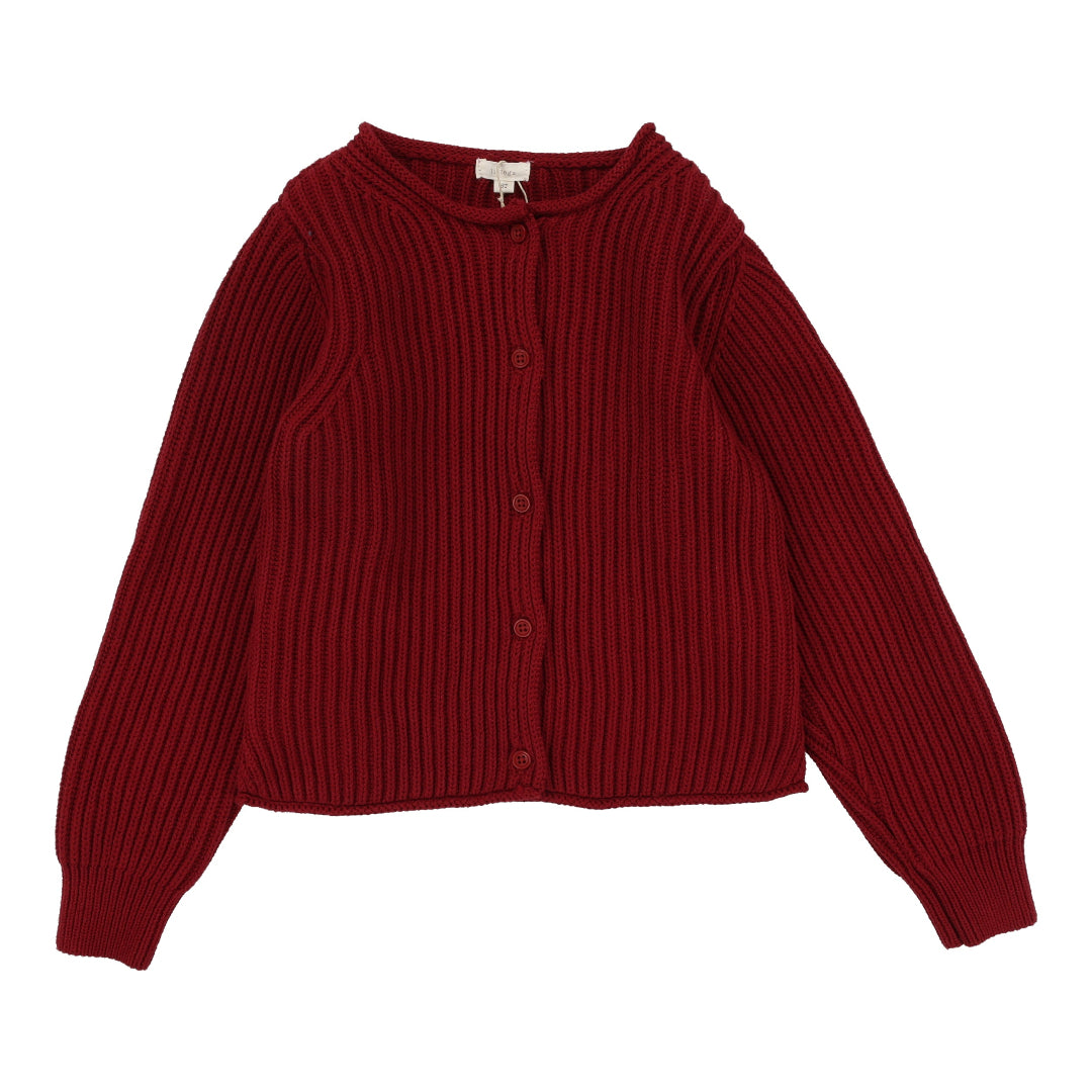 Deep Red Knit Cardigan