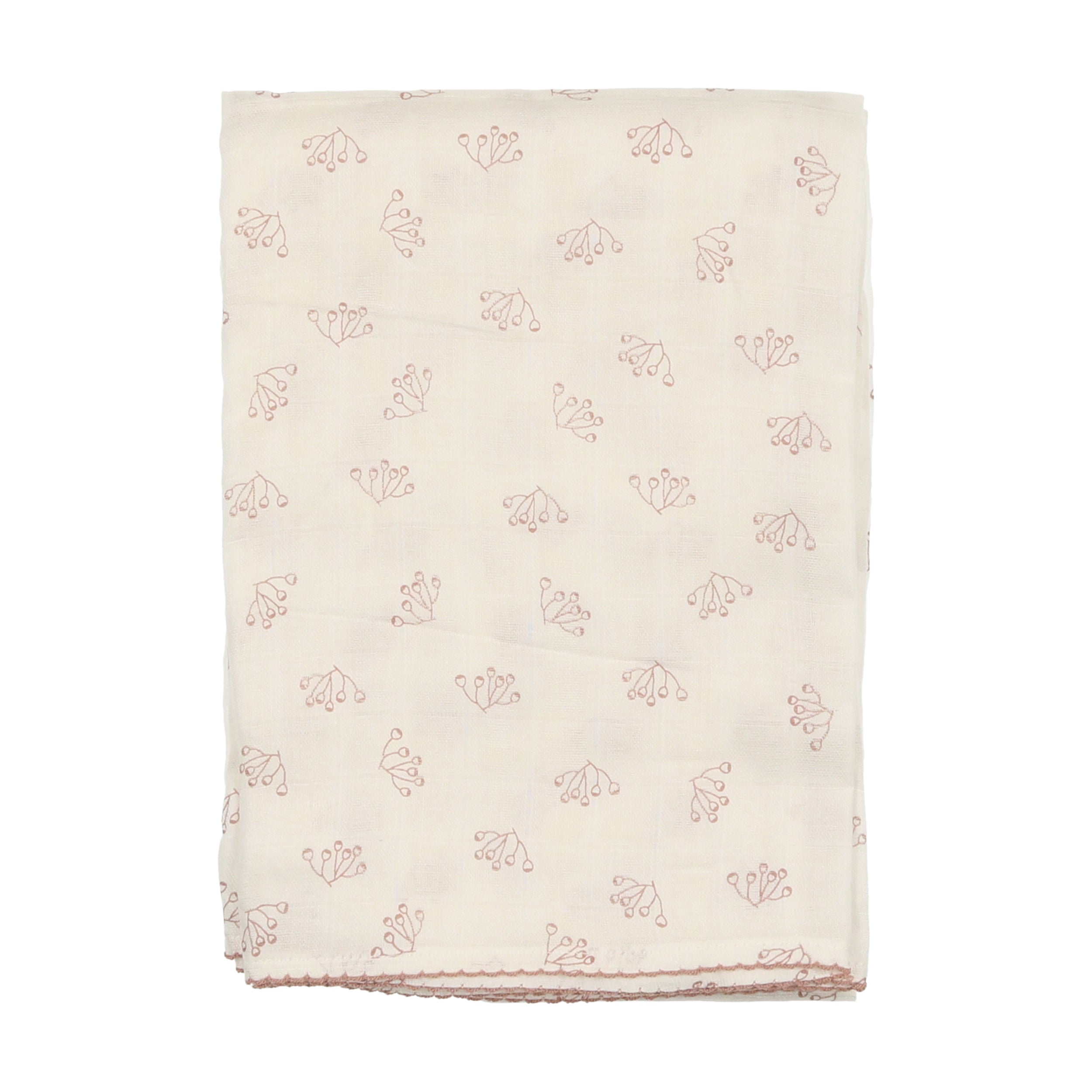White/Pink Branches Muslin Swaddle