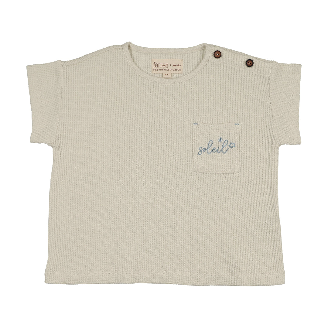 Cream Waffle Tee With Applique