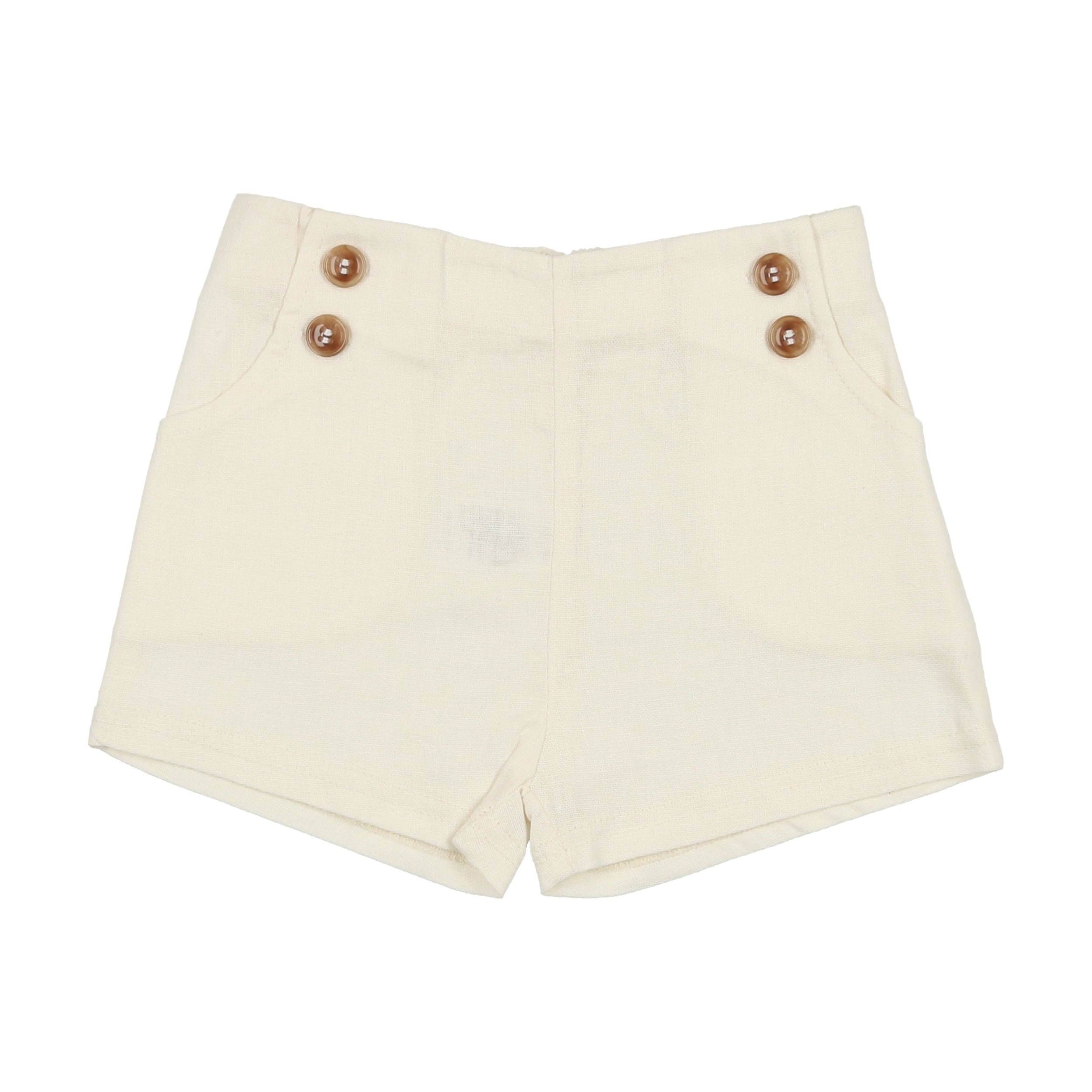 Cream Button Shorts