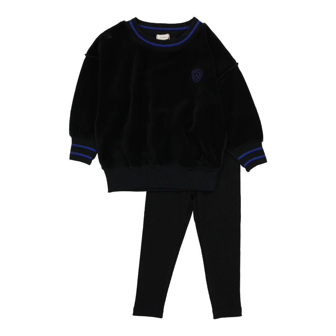 Black Boys Velour Sweatshirt Set