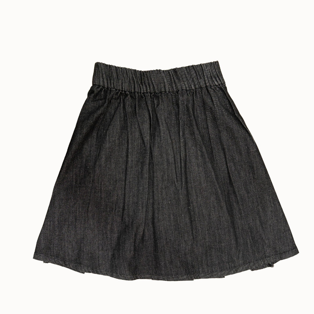 Black Denim Pleated Skirt