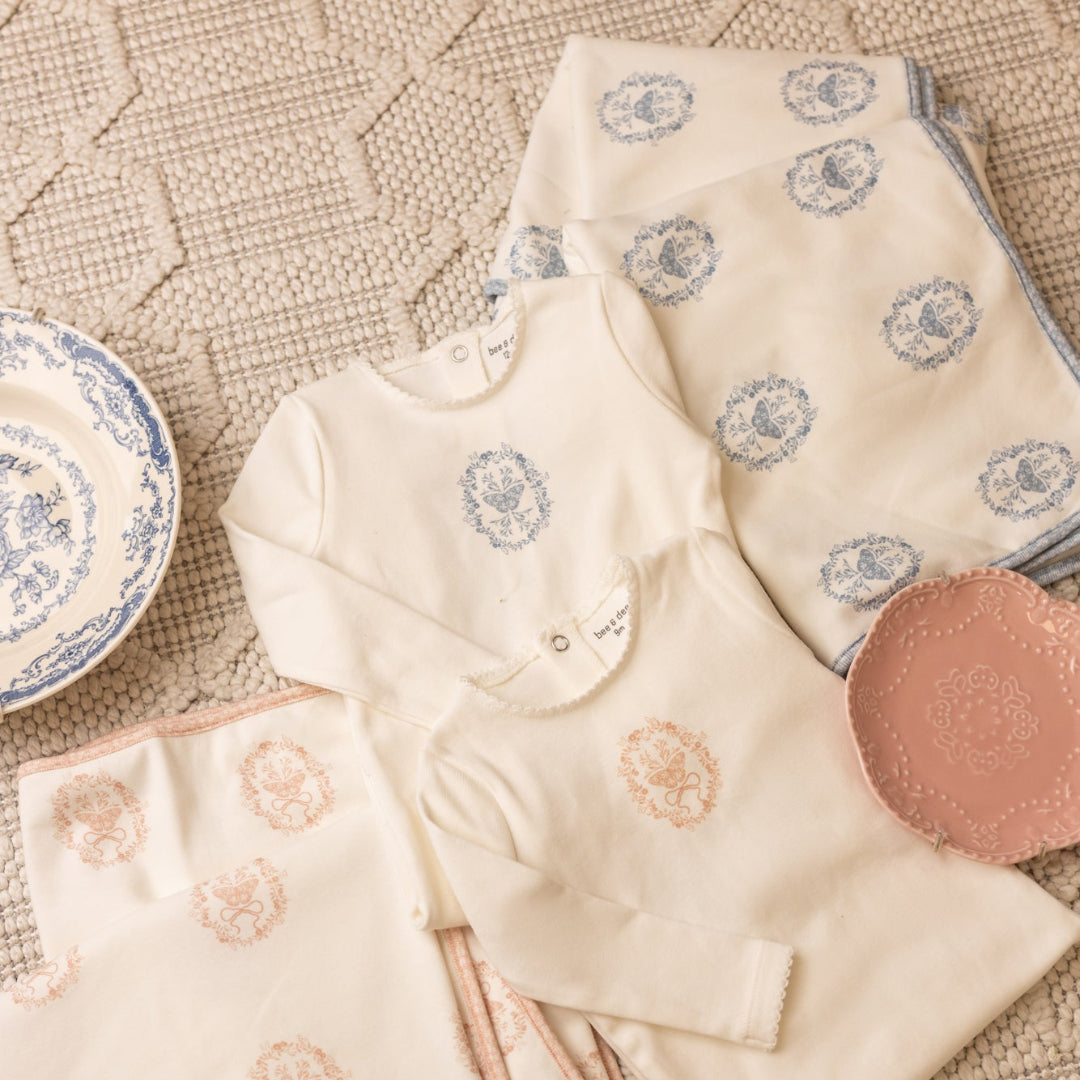 Chalk White Butterfly Motif Boys Layette Set