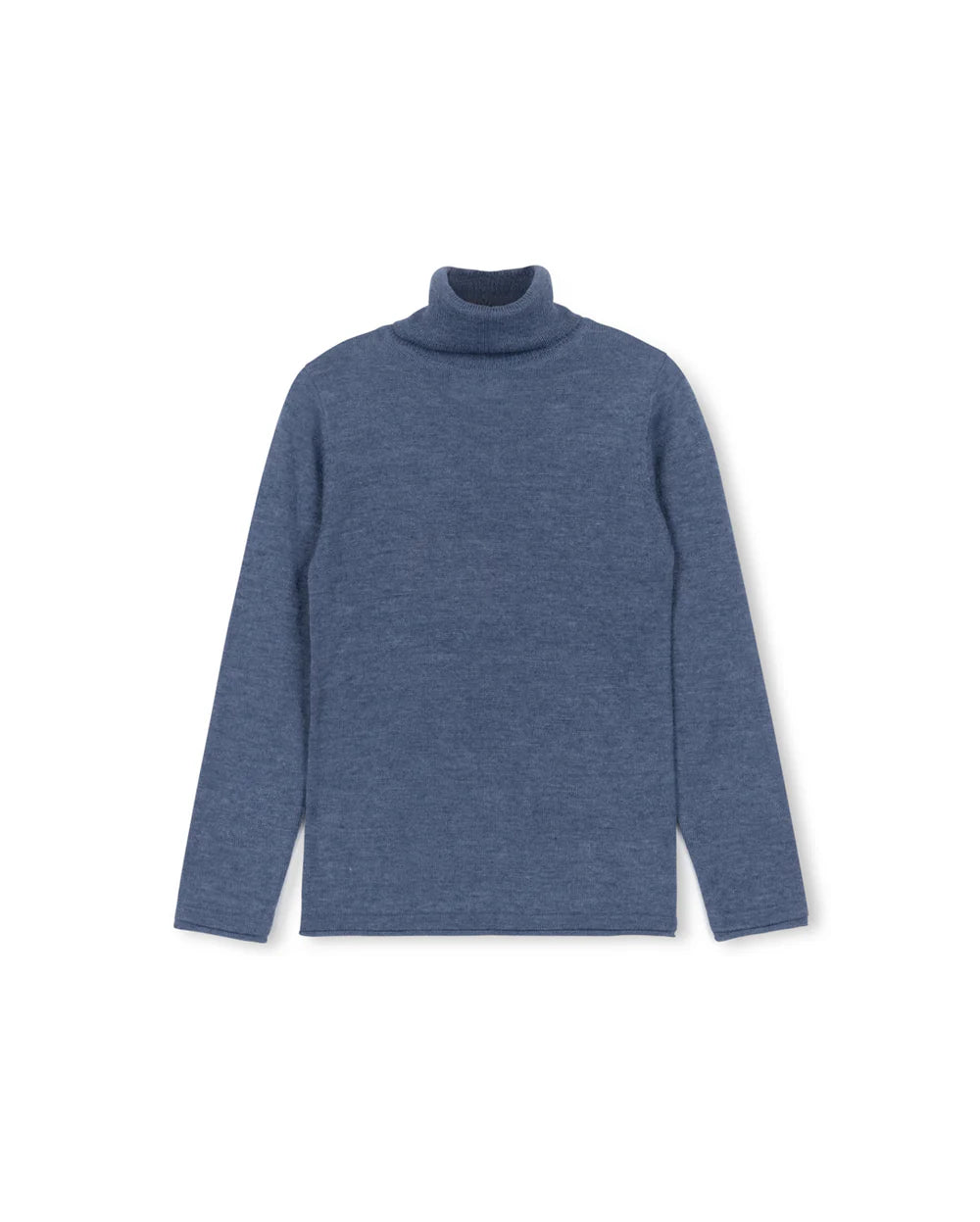 Blue Fitted Flat Knit Turtleneck