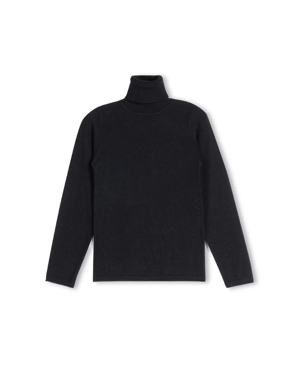 Black Fitted Flat Knit Turtleneck