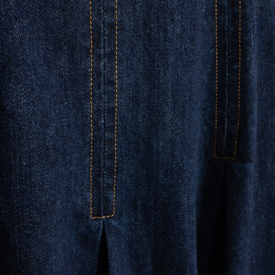 Blue Denim Pleated Skirt