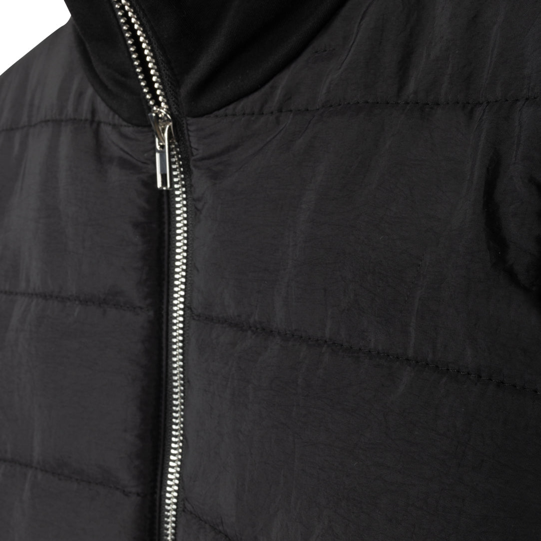Black Puffed Front And Knit Sleeves Jacket