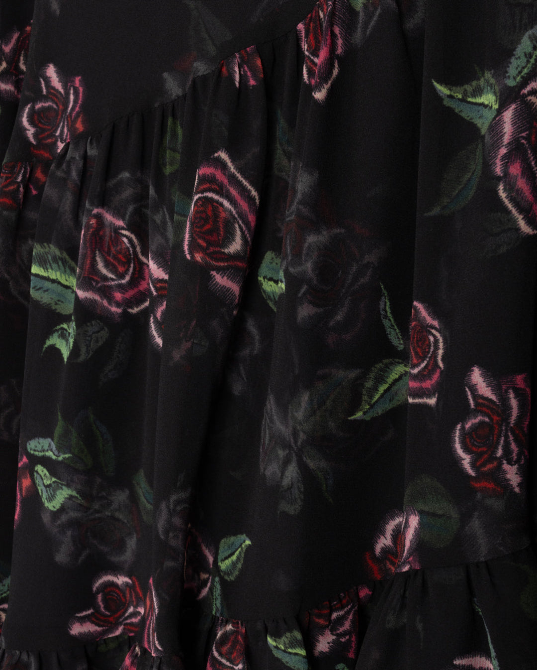 Black Printed Shear Side Tiered Teen Dress