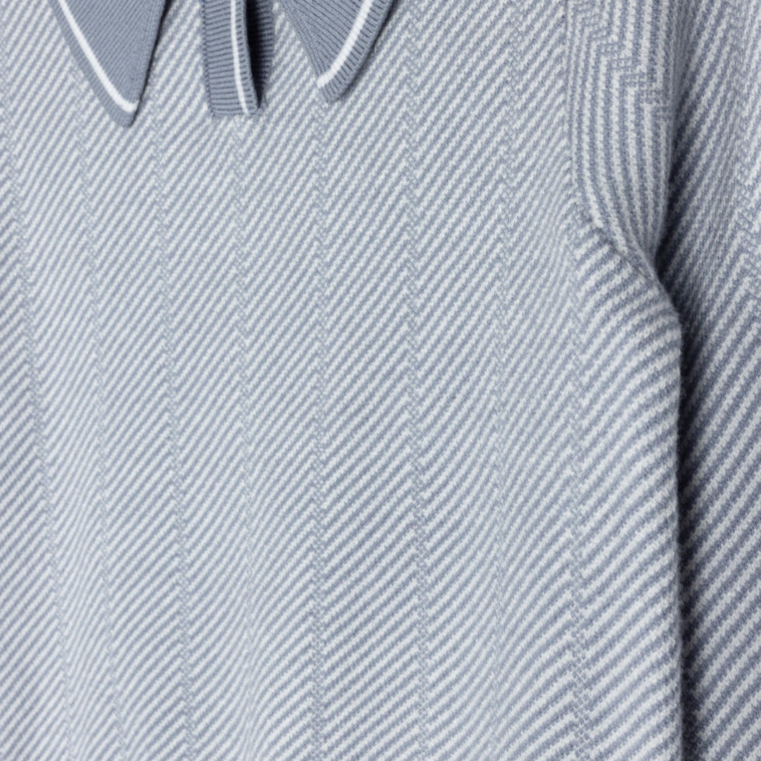 Blue Beam Chevron Collared Knit Sweater