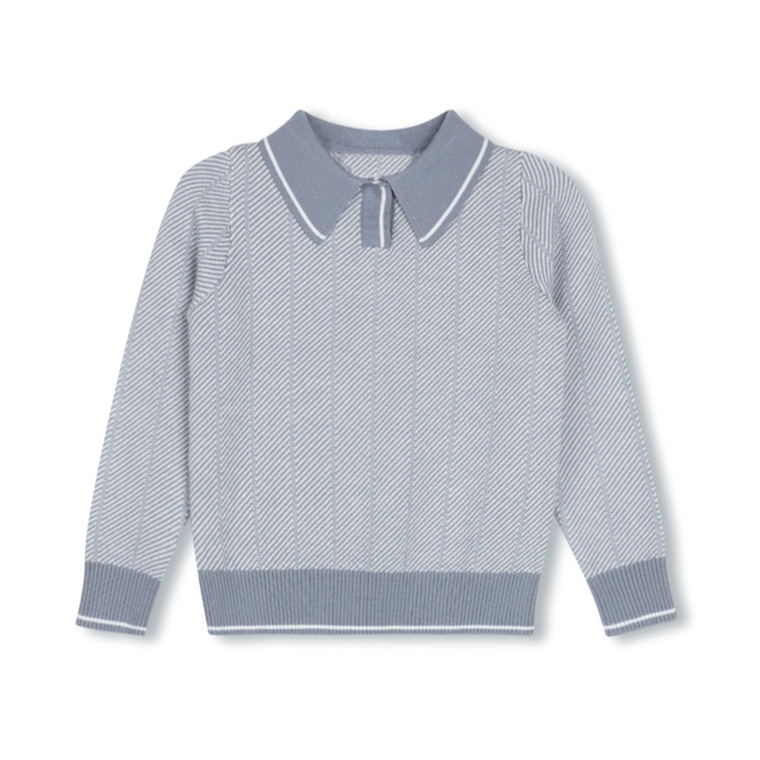 Blue Beam Chevron Collared Knit Sweater