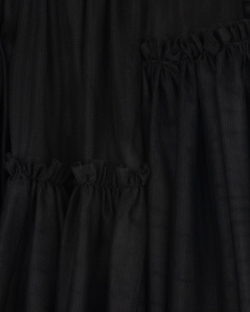Black Tulle Teired Knee Gown