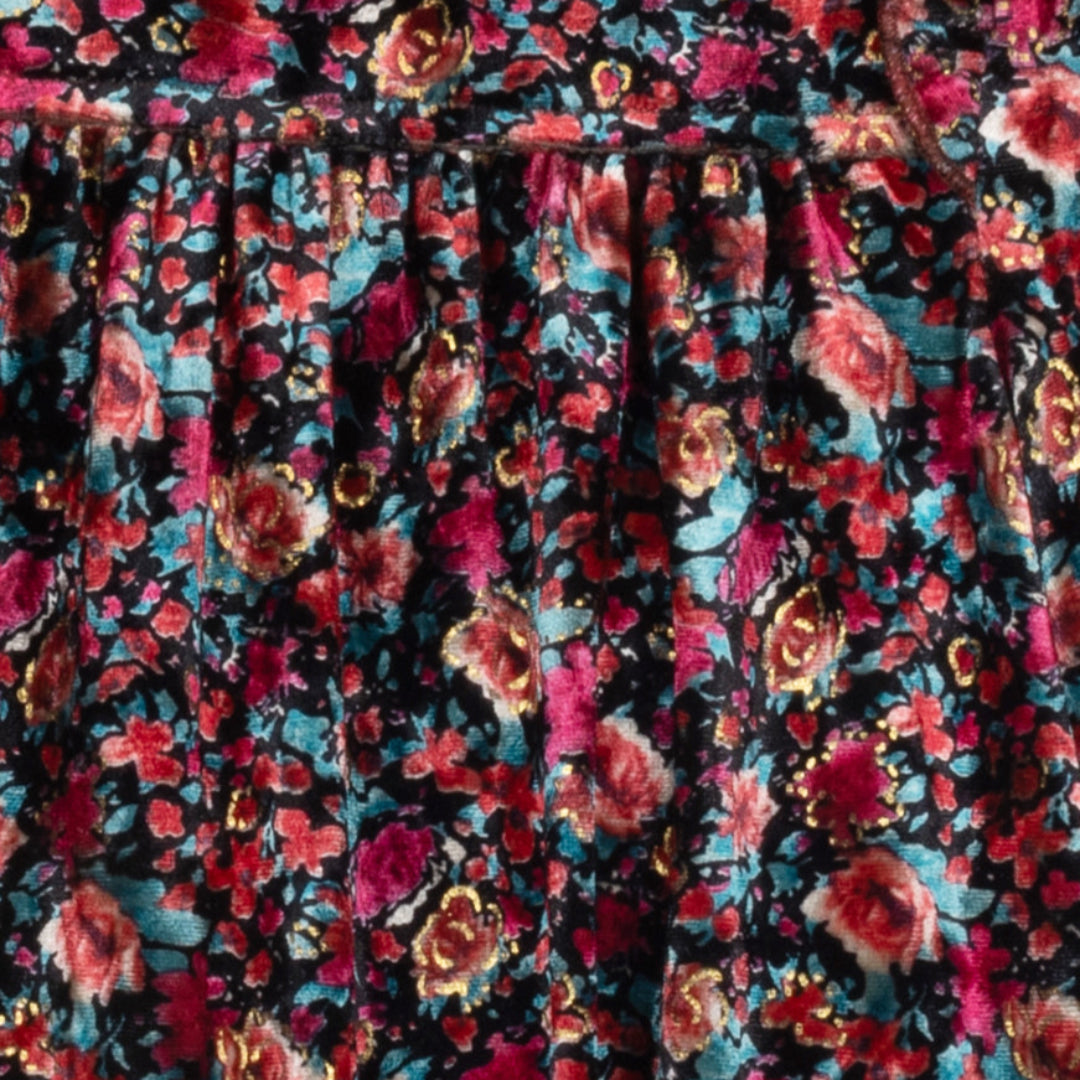 Floral Velour Tiered Dress