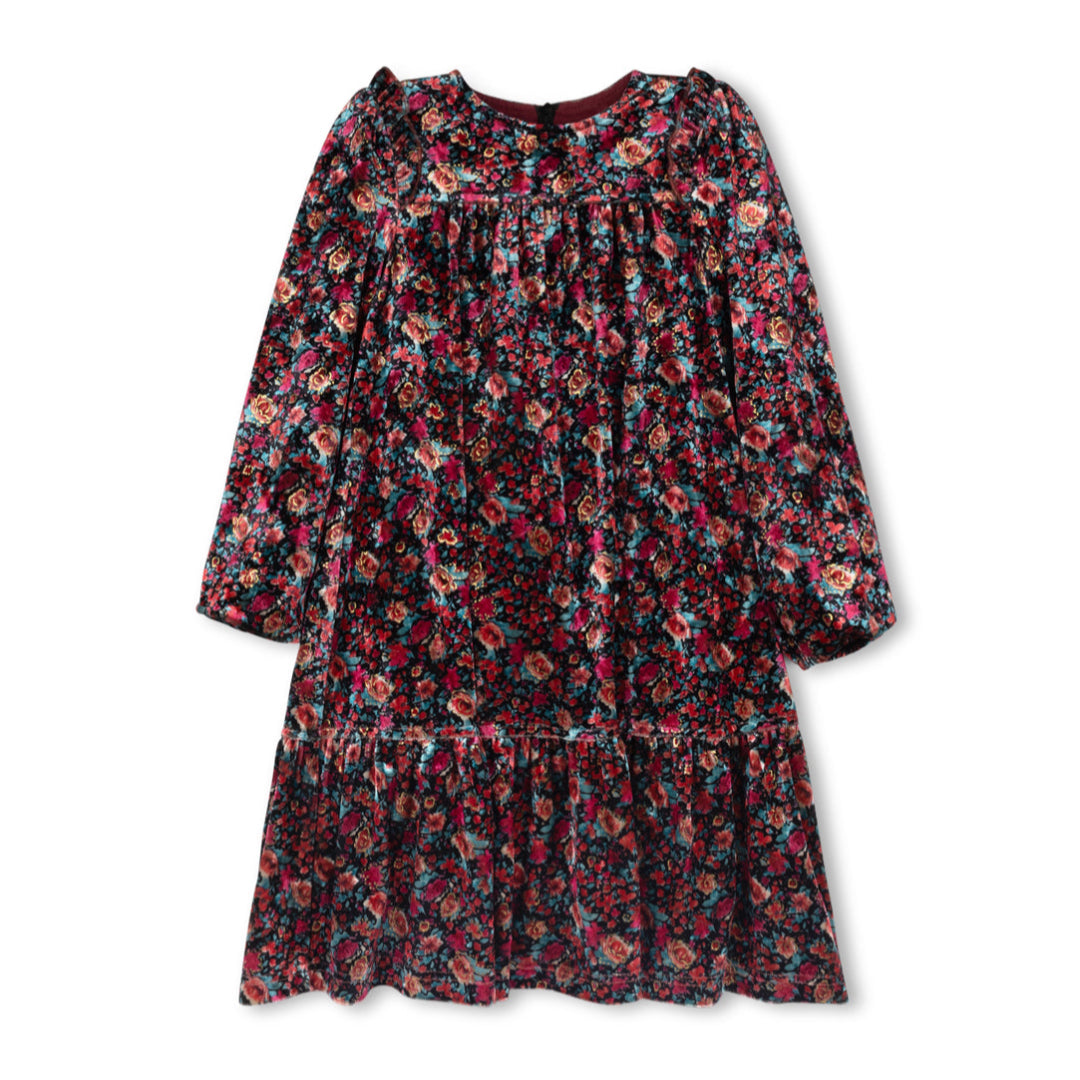 Floral Velour Tiered Dress