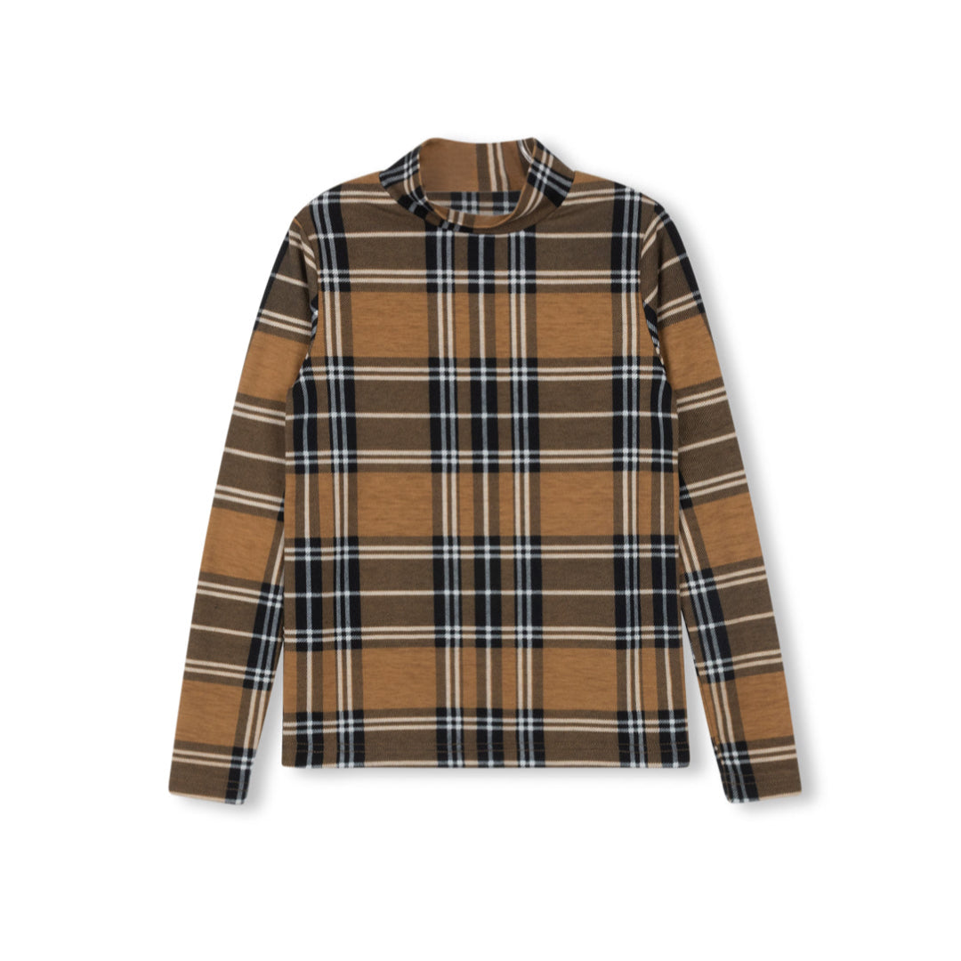 Camel Layering Printed Turtleneck