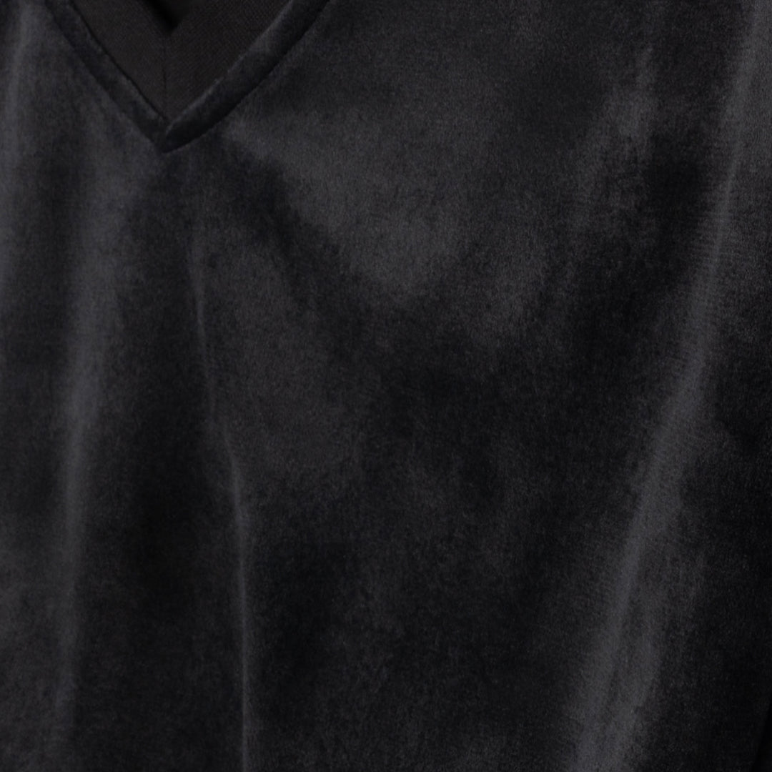 Black Ribbed Robe With Vest Overlay