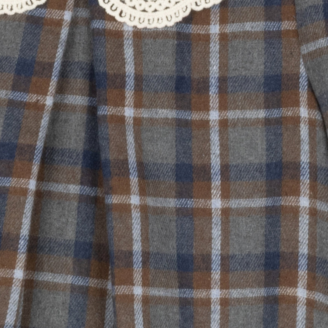 Plaid Airlin Crochet Collar Dress