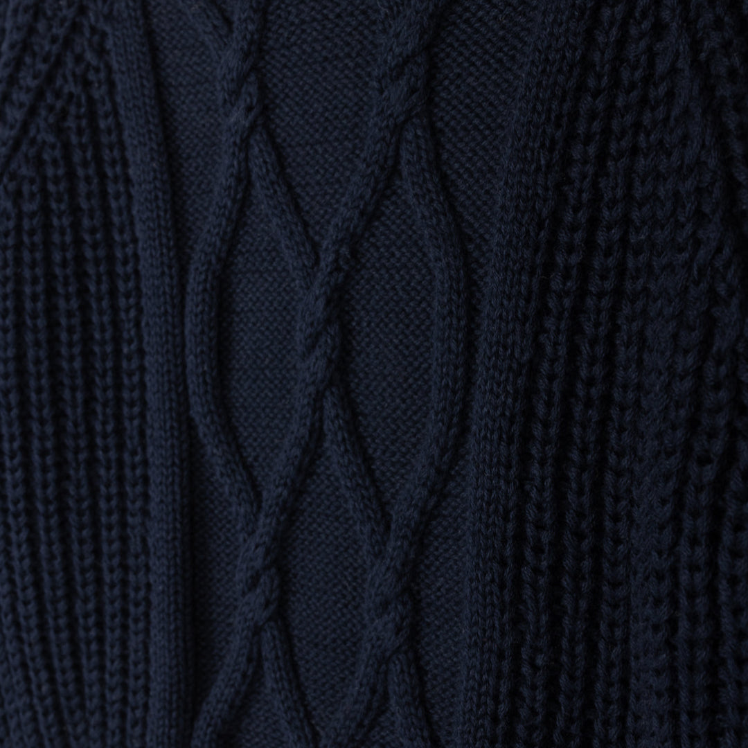 Navy Airlin Cable Knit Sweater