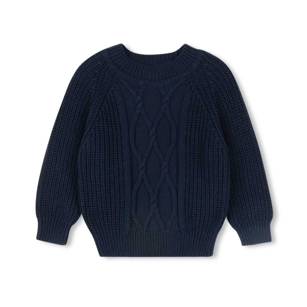 Navy Airlin Cable Knit Sweater