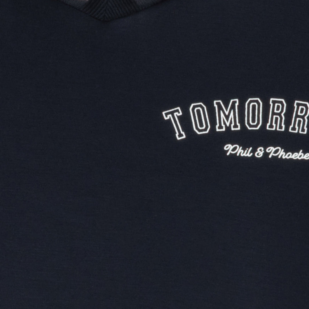 Navy Tomorrow Print Collared Sweatshirt